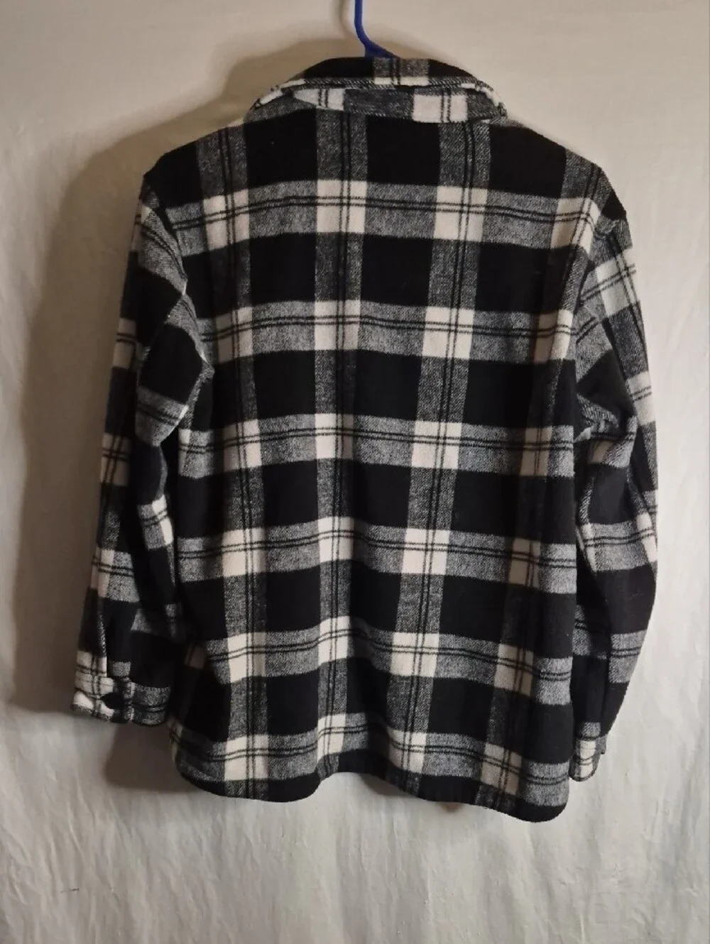 Kids Plaid Button-Front Pea Coat - Black & White